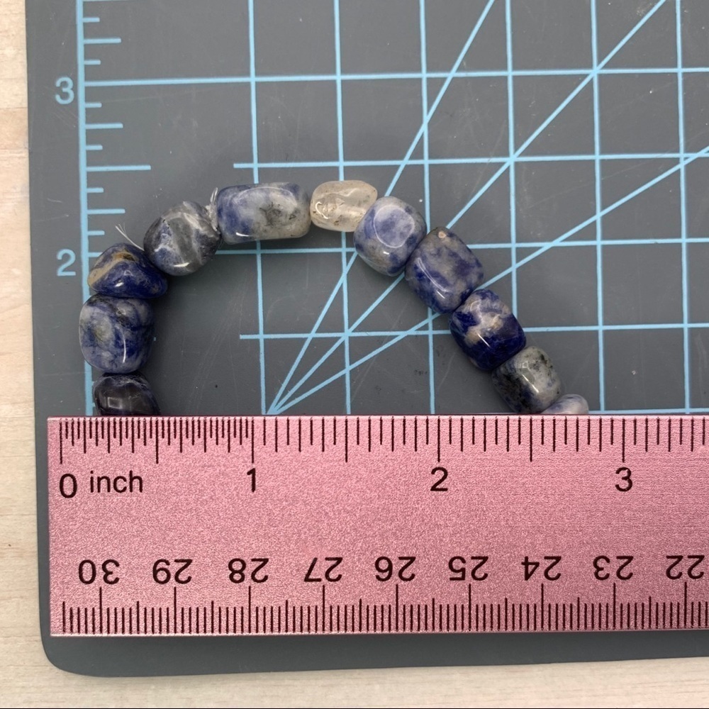 Sodalite Polished Stone Stretch Bracelet - Picture 4 of 6
